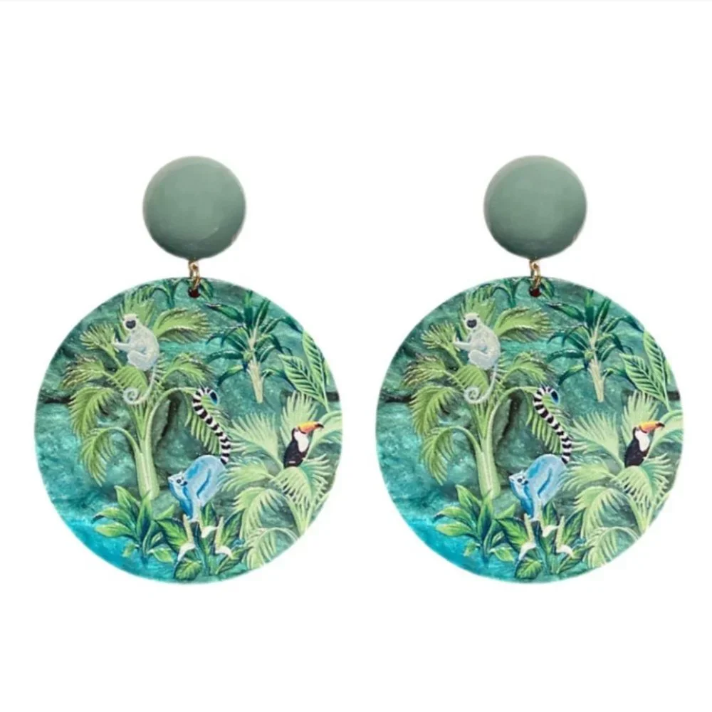 Zara Animal Print Big Round Earrings - Picture 2 of 4